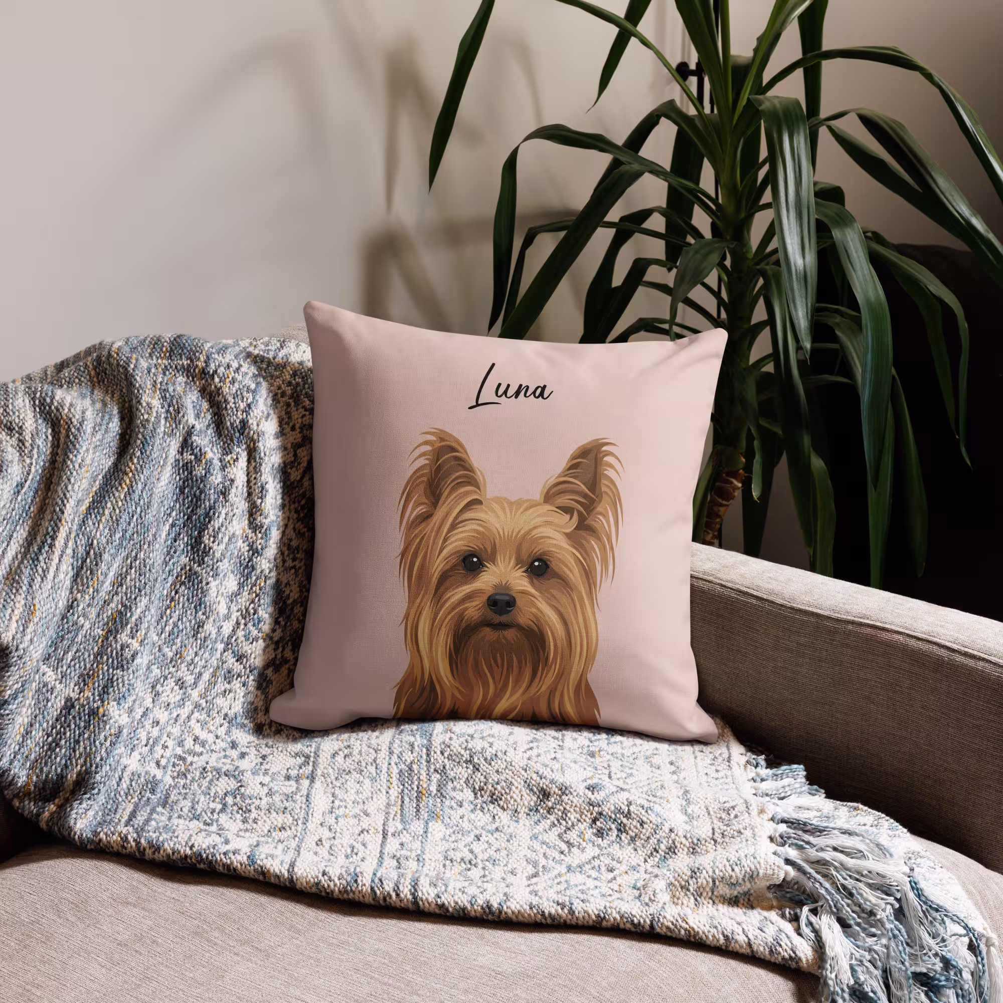 Custom pillow with pet portrait